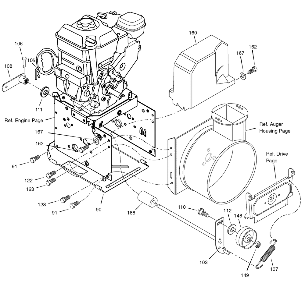 Frame Diagram and Parts List for 1695362-6240810X61 2007 Briggs and Stratton Snow Blower